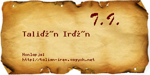 Talián Irén névjegykártya
